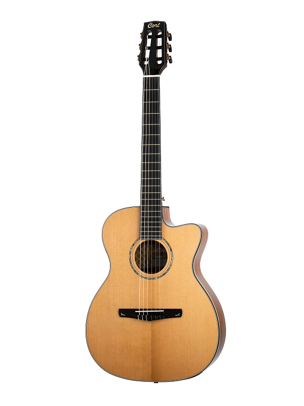 Фото Gold-OC8-NYLON-WCASE-NAT Классическая гитара со звукоснимателем, с вырезом, с чехлом, Cort