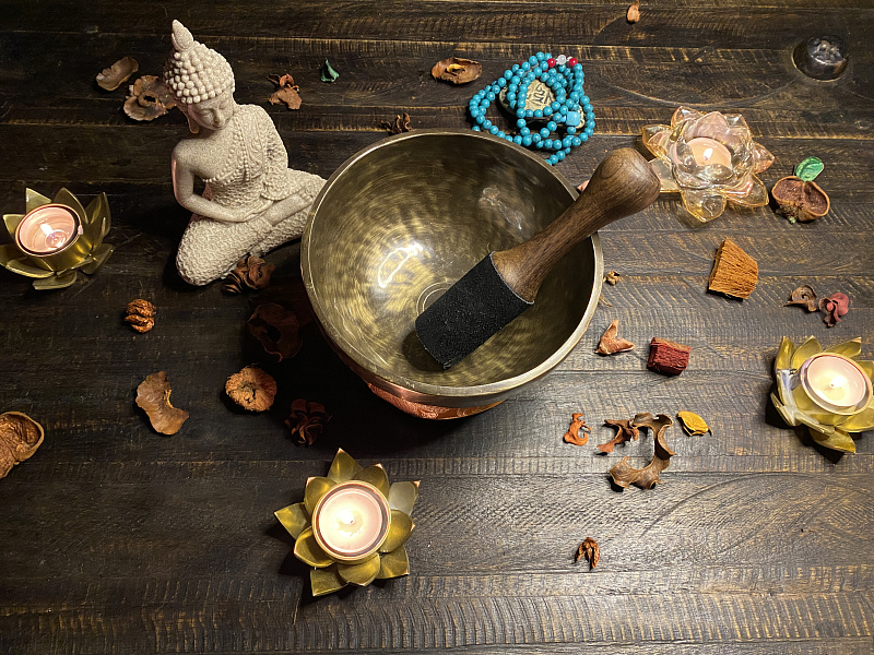 Фото Поющая чаша кованая Full Moon - SBMN Тёмная 25