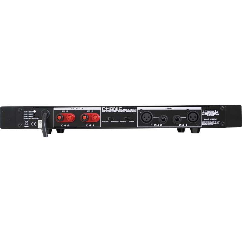 Фото PHONIC MAX 500 V9 Усилитель мощности, Class H, 2 x 120 Вт / 4 Ом, 2 x 90 Вт / 8 Ом, защита, высота 1U.